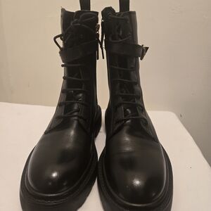 Zara Black Leather Ankle Boots